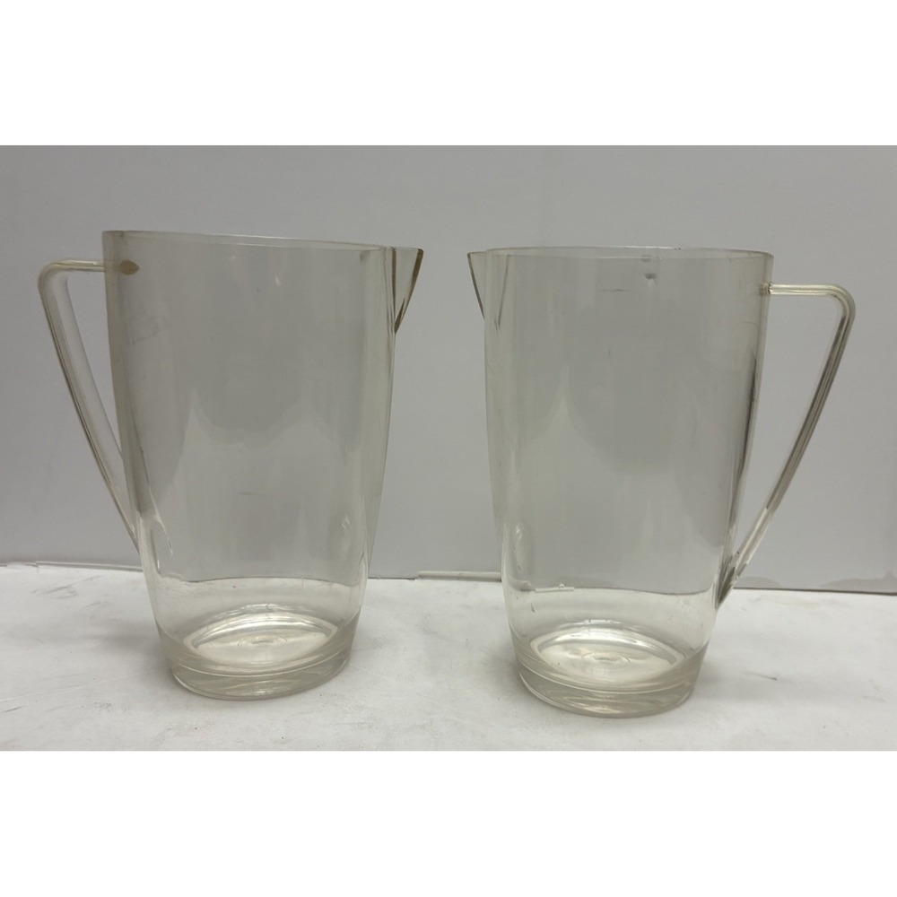 US Acrylic Pitcher Clear 64oz Made In USA Set of 2 Vintage *flaws
